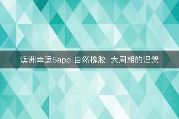 澳洲幸運5app 自然橡膠: 大周期的涅槃